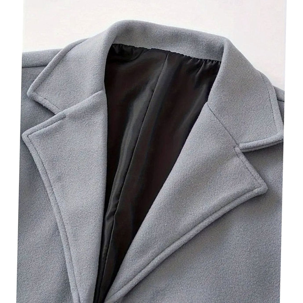Men's Timeless Wool Overcoat with Single-Breasted Front