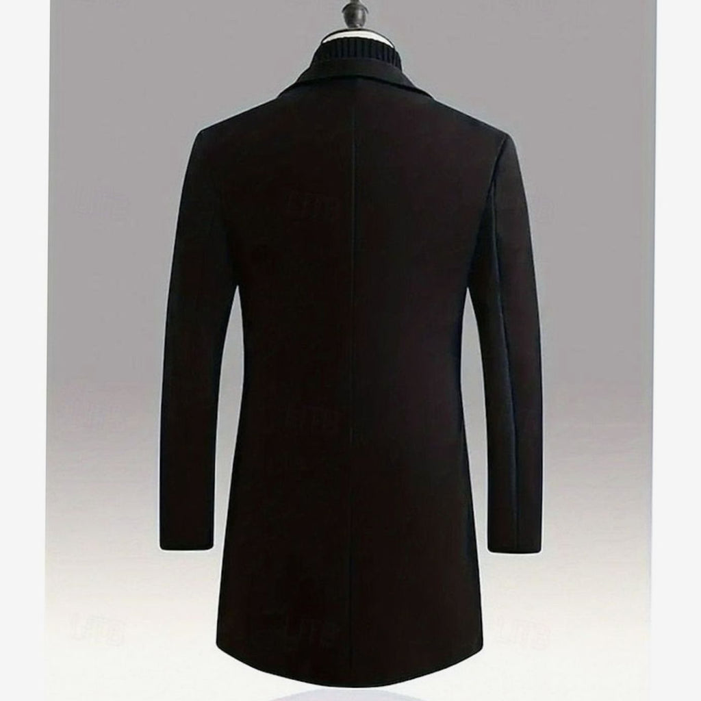Men's Timeless Wool Overcoat with Single-Breasted Front