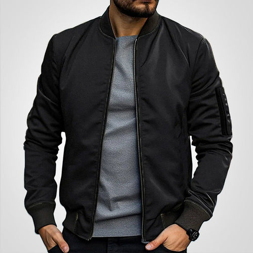Men's Clean-Lined Slim Bomber Style Jacket