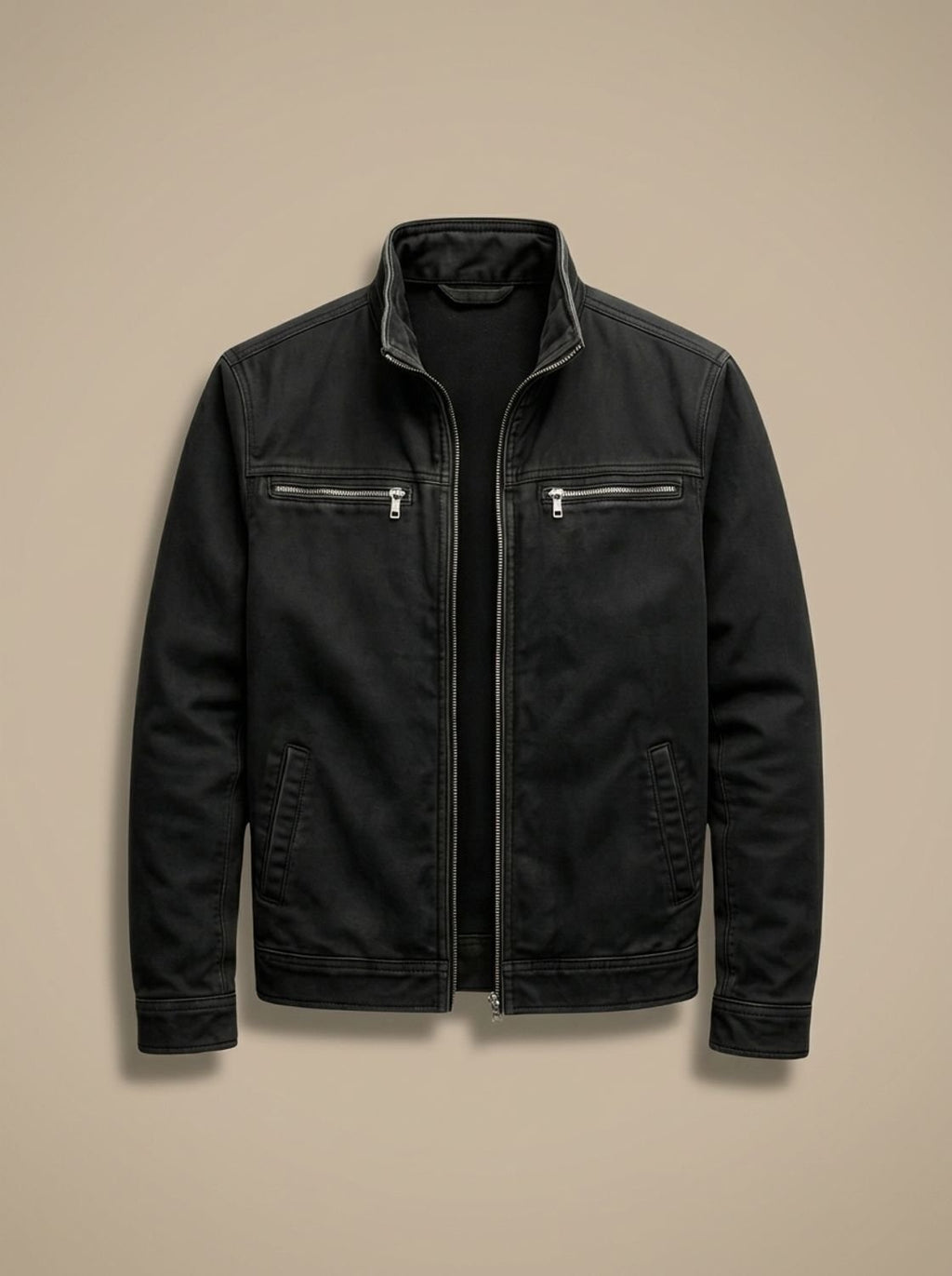 Men's Multi Pocket Cotton Stand-Collar Zipper Coat