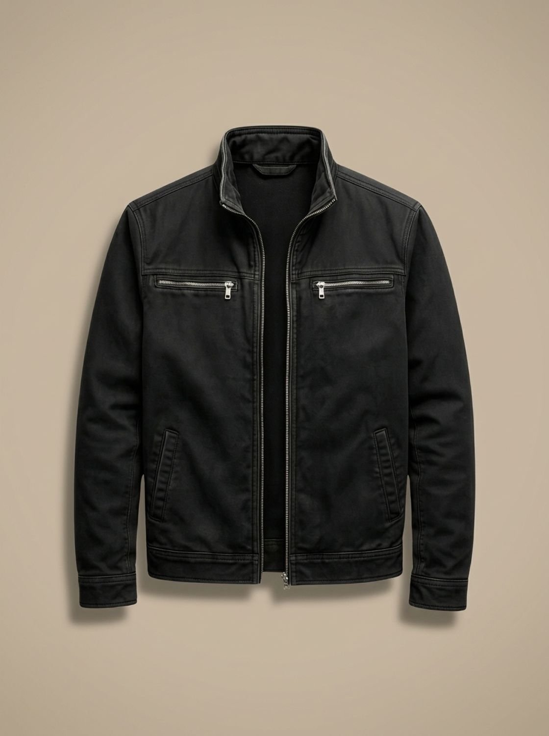Men's Multi Pocket Cotton Stand-Collar Zipper Coat