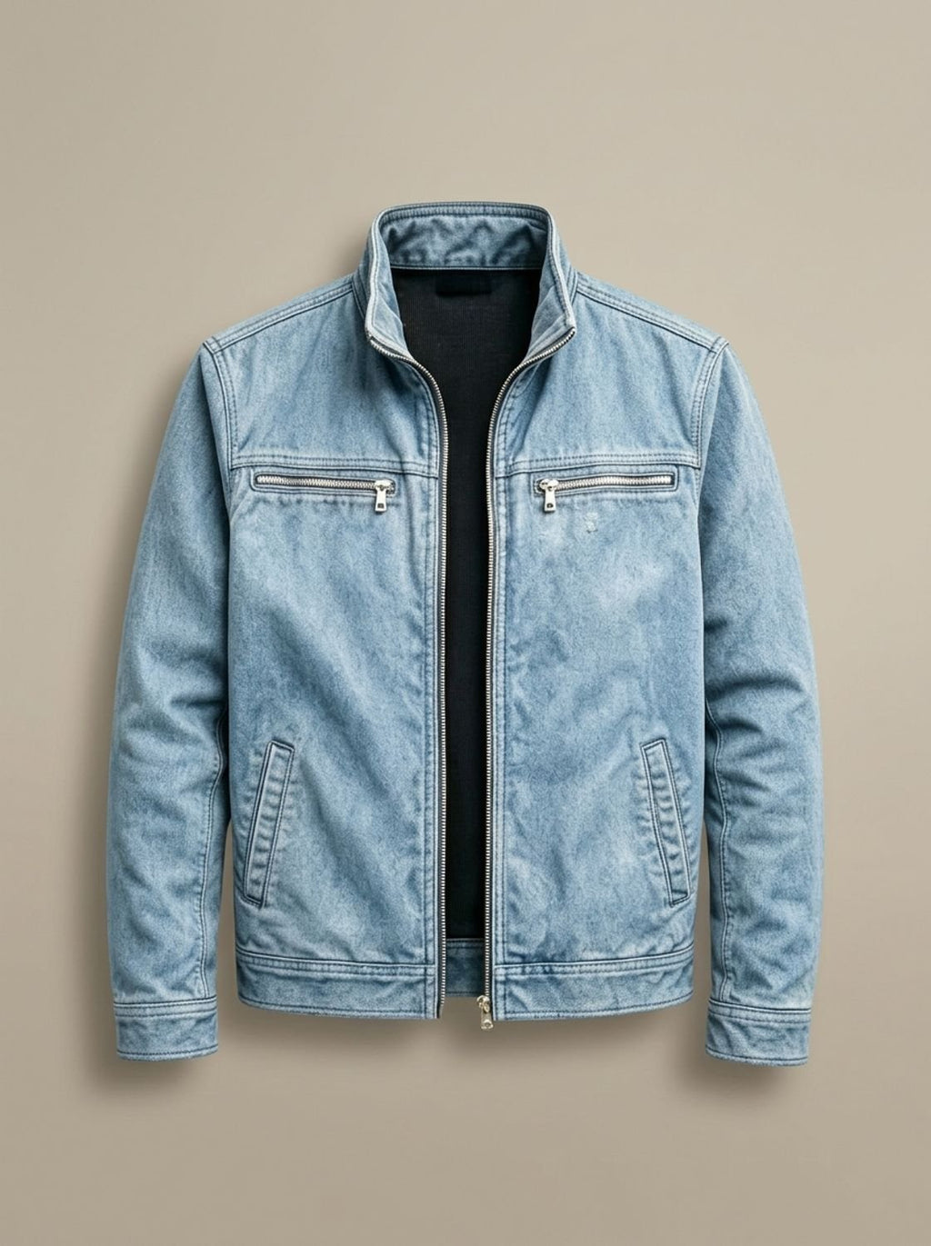 Men's Multi Pocket Cotton Stand-Collar Zipper Coat