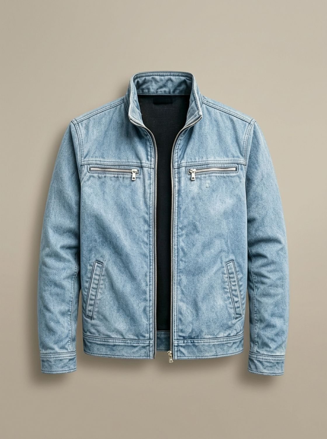 Men's Multi Pocket Cotton Stand-Collar Zipper Coat
