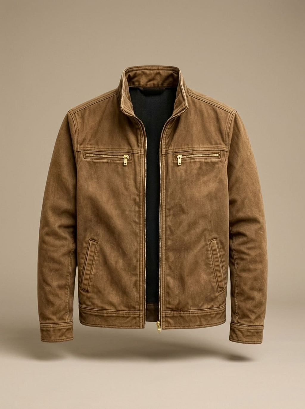Men's Multi Pocket Cotton Stand-Collar Zipper Coat