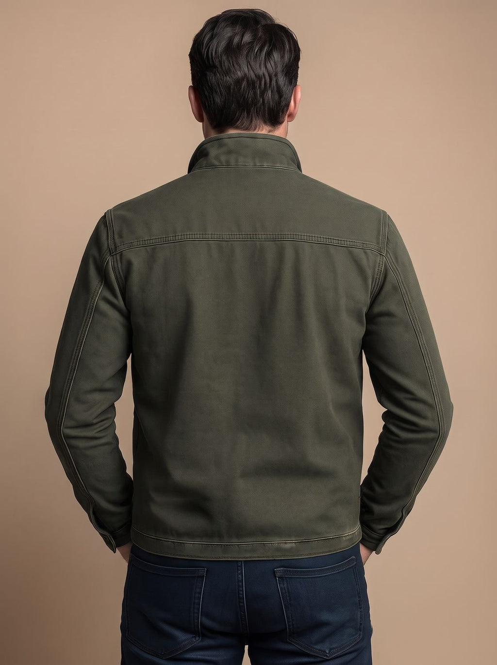 Men's Multi Pocket Cotton Stand-Collar Zipper Coat