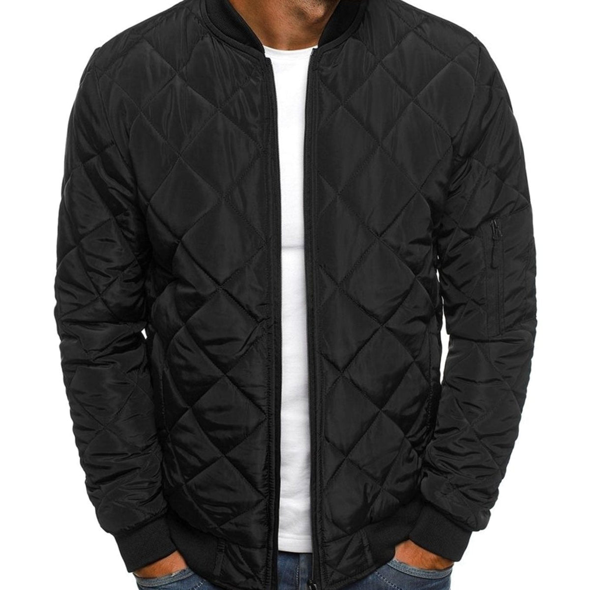 Men's Full Zip Bomber with Diamond Quilting