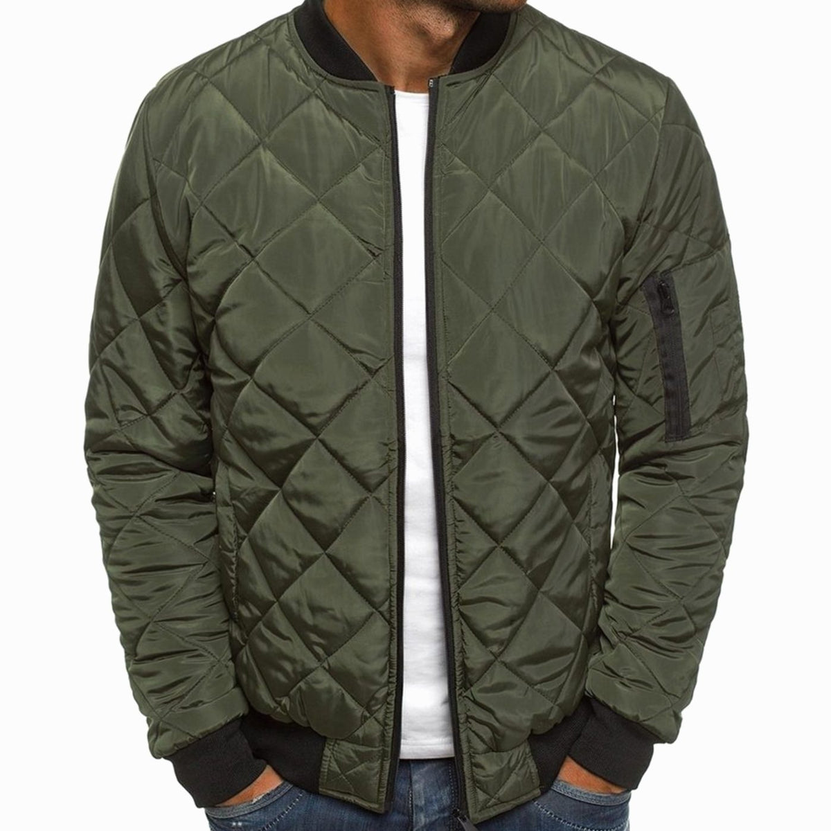 Men's Full Zip Bomber with Diamond Quilting