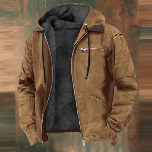 Men's Cold-Weather Zip-Up Hoodie Jacket with Fleece Interior