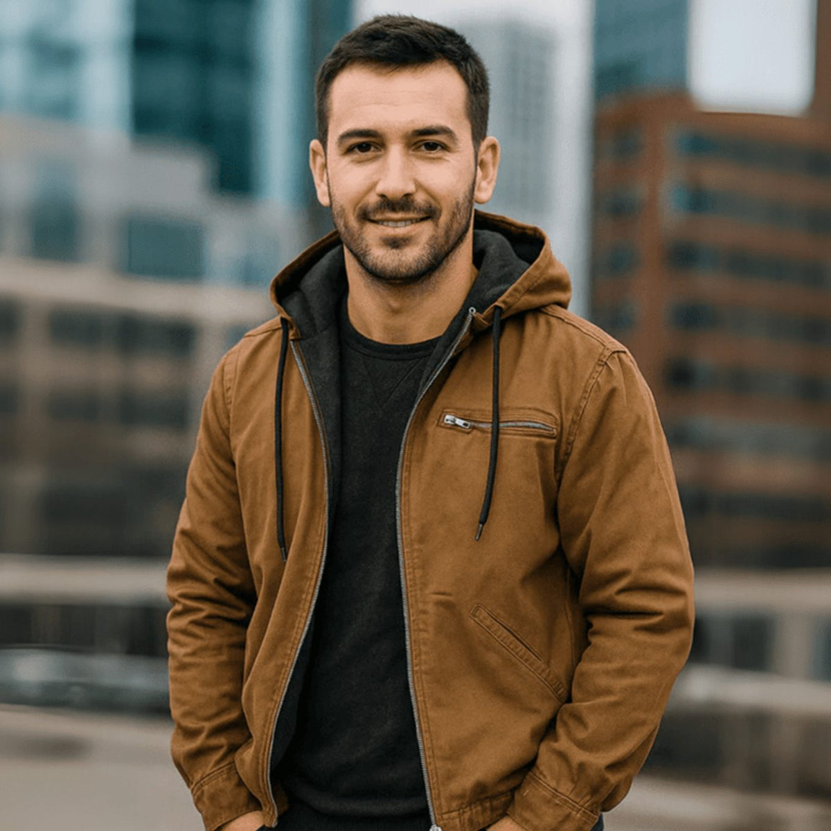 Men's Cold-Weather Zip-Up Hoodie Jacket with Fleece Interior