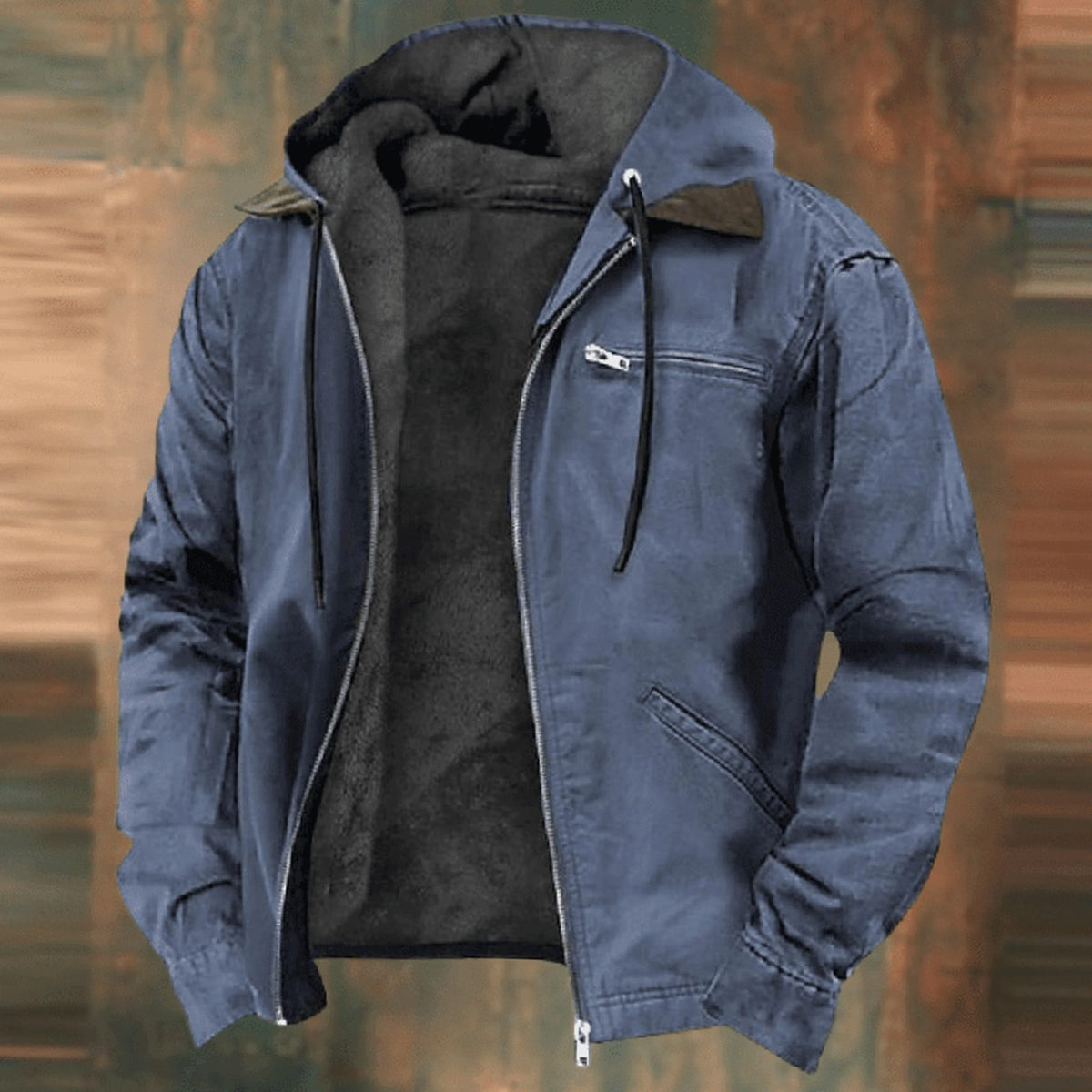 Men's Cold-Weather Zip-Up Hoodie Jacket with Fleece Interior