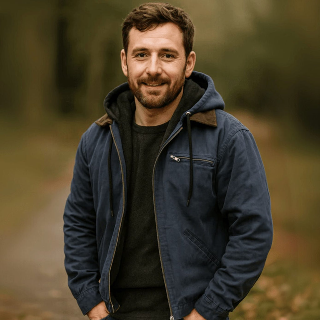 Men's Cold-Weather Zip-Up Hoodie Jacket with Fleece Interior