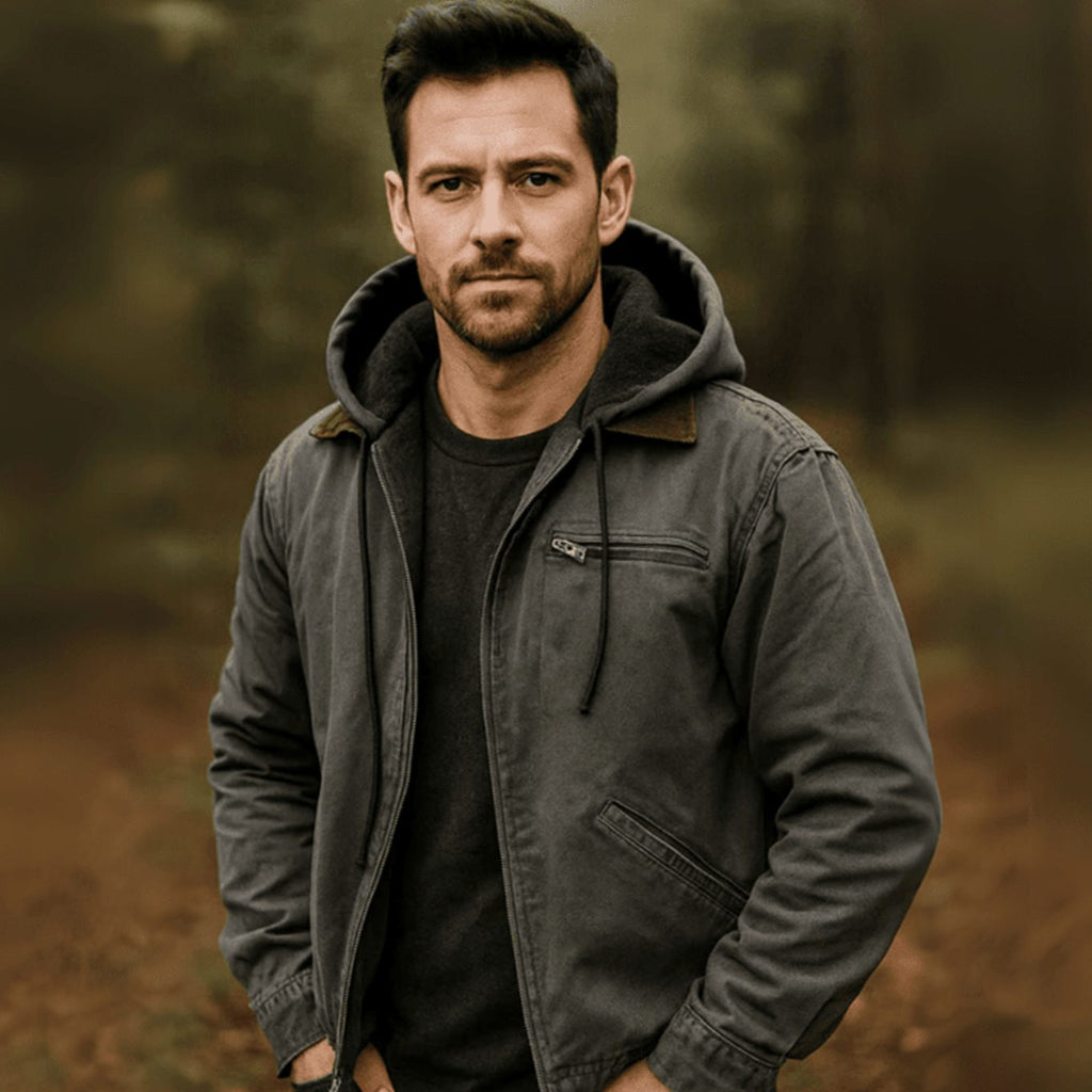 Men's Cold-Weather Zip-Up Hoodie Jacket with Fleece Interior