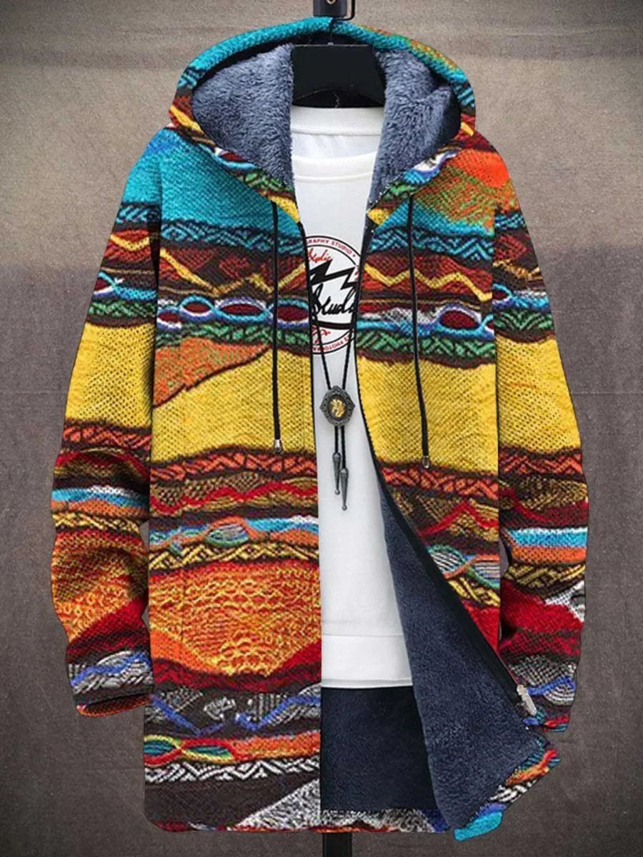 Men's Warm Fleece-Lined Hoodie Zip Cardigan