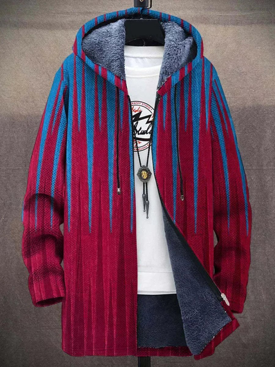 Men's Warm Fleece-Lined Hoodie Zip Cardigan