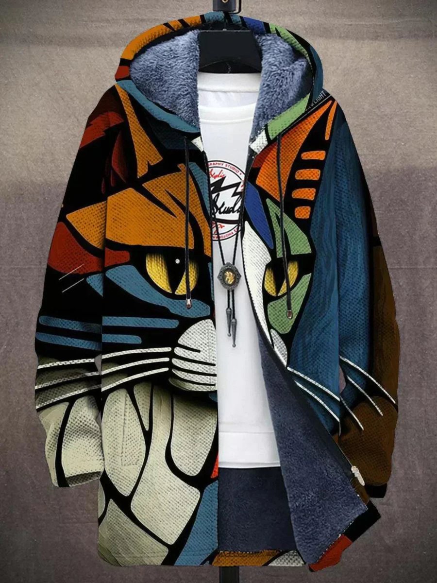 Men's Warm Fleece-Lined Hoodie Zip Cardigan