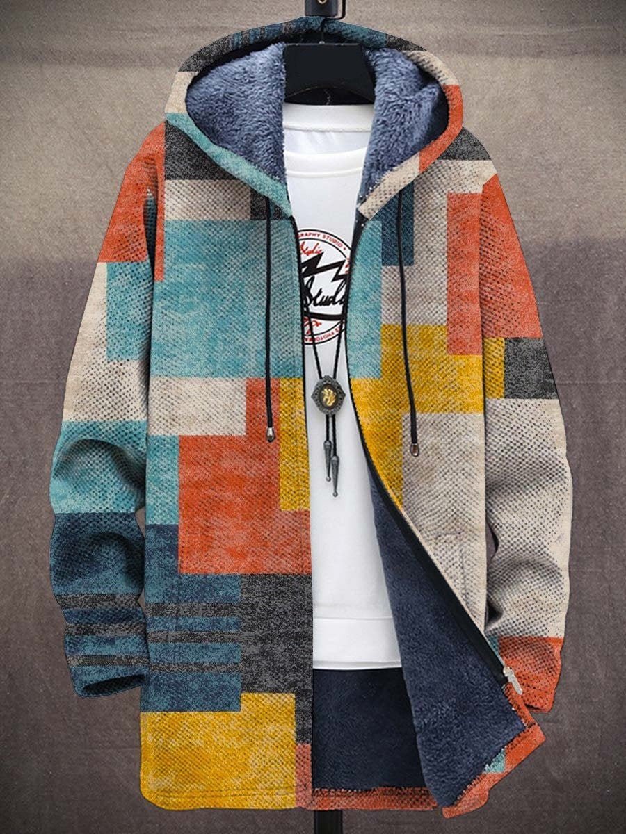 Men's Warm Fleece-Lined Hoodie Zip Cardigan