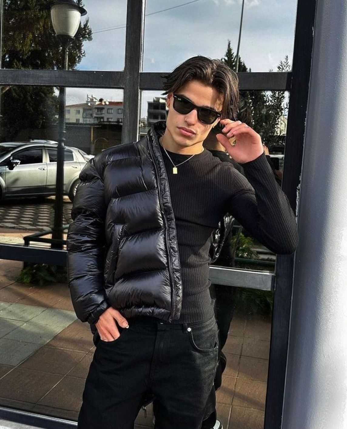 Men's Shiny Finish Quilted Winter Puffer Jacket with Hood