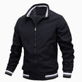 Men's Ribbed Cuff Bomber Style Jacket with Stand Collar