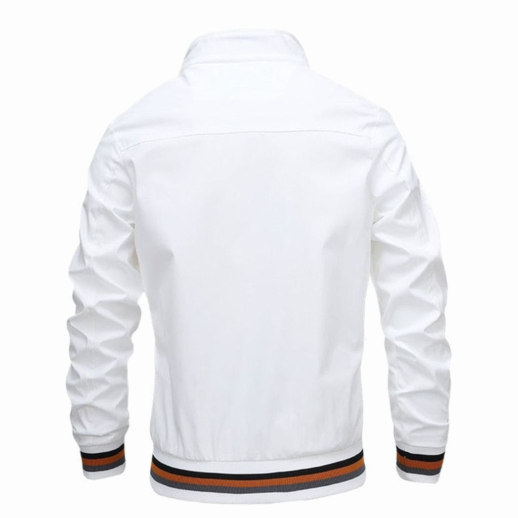 Men's Ribbed Cuff Bomber Style Jacket with Stand Collar