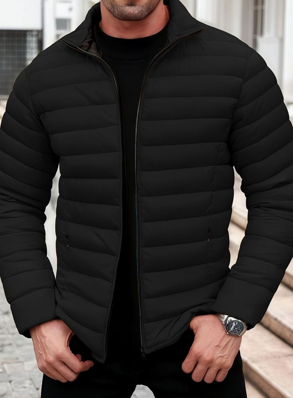 Men's Lightweight Foldable Quilted Puffer Coat