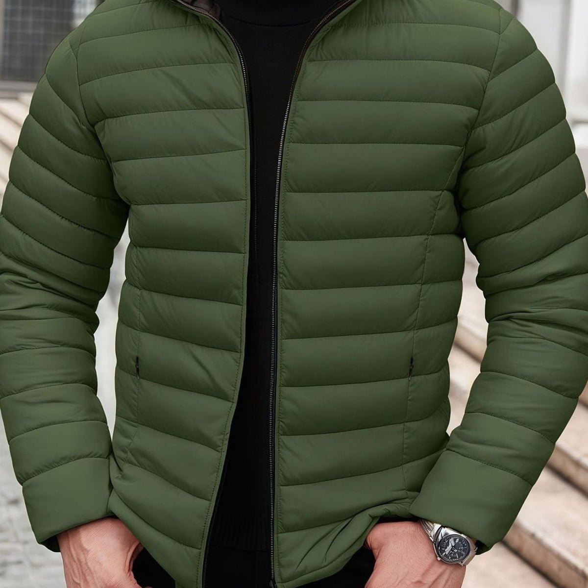 Men's Lightweight Foldable Quilted Puffer Coat
