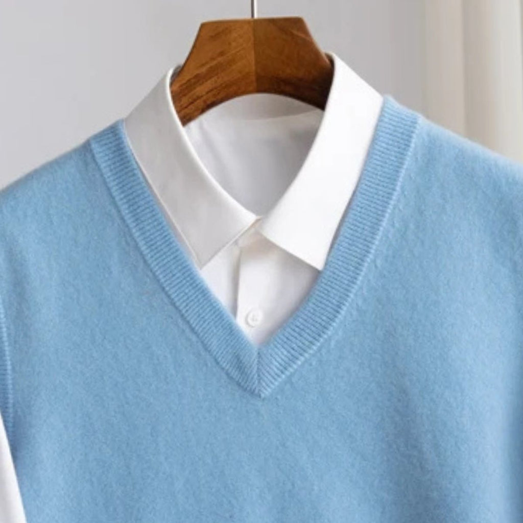 Men's Slim Sleeveless Merino Wool V-Neck Pullover Vest