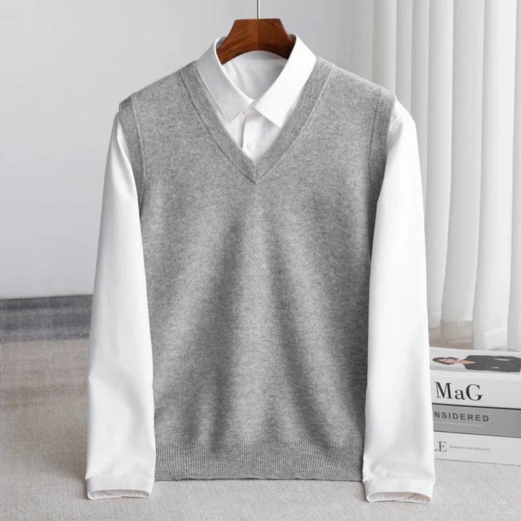Men's Slim Sleeveless Merino Wool V-Neck Pullover Vest