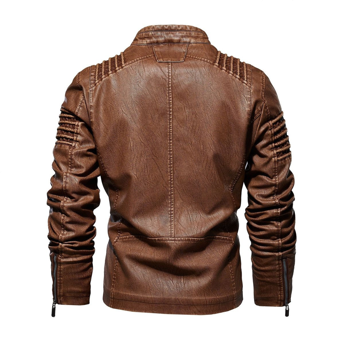 Men's Warm Lined Vegan Leather Biker Jacket