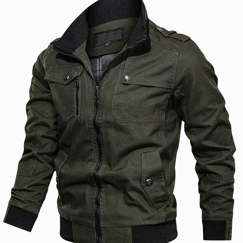 Men's Army-Inspired Ribbed Trim Bomber
