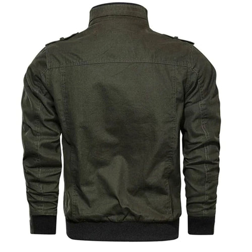 Men's Army-Inspired Ribbed Trim Bomber