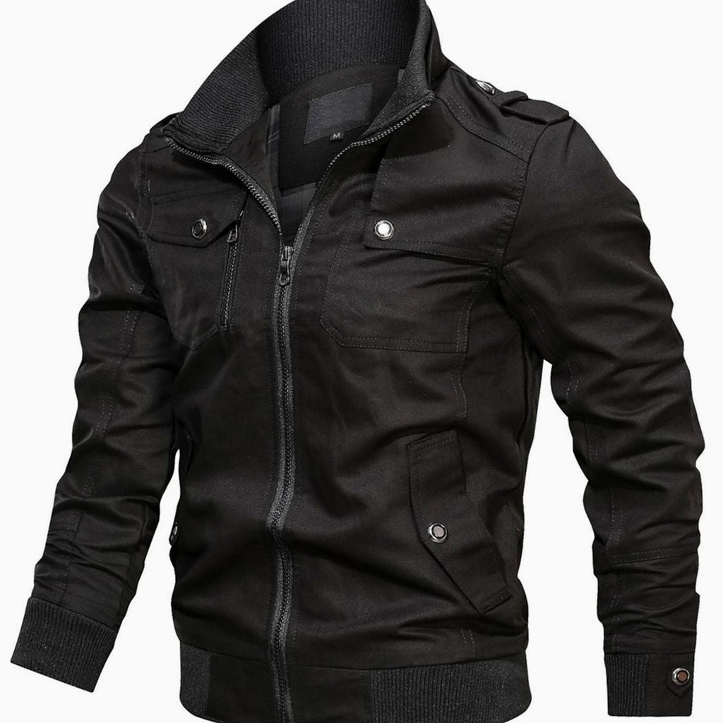 Men's Army-Inspired Ribbed Trim Bomber