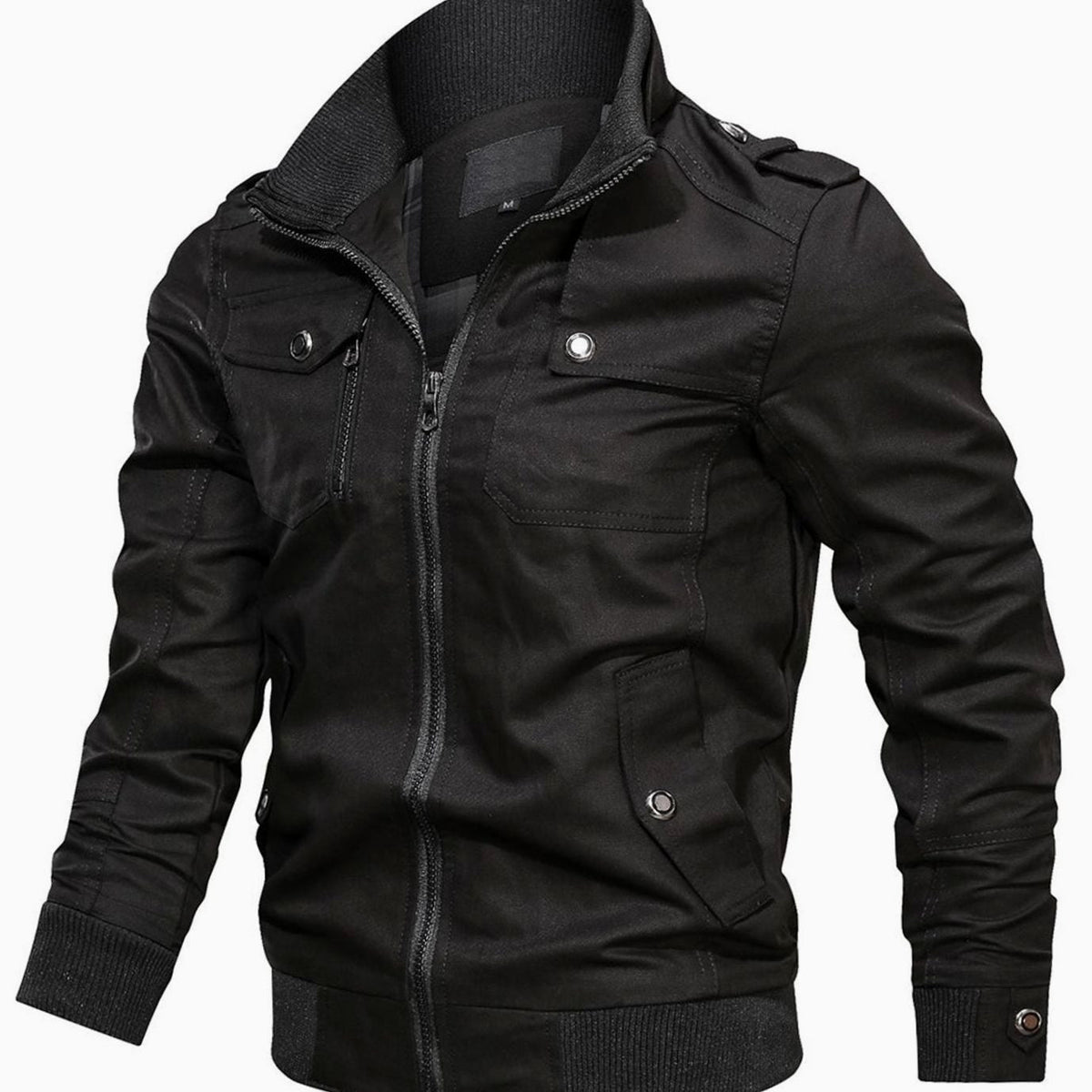 Men's Army-Inspired Ribbed Trim Bomber