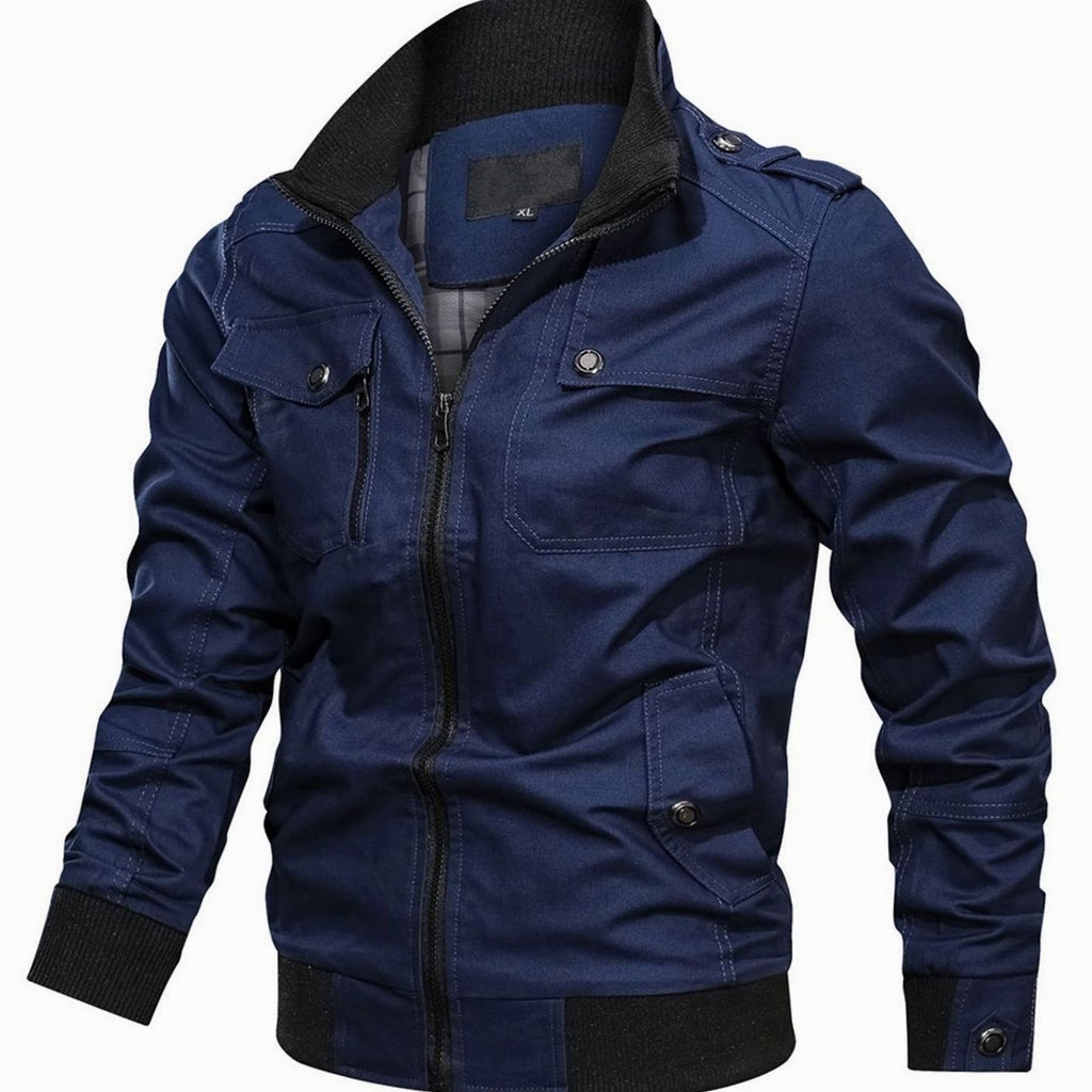 Men's Army-Inspired Ribbed Trim Bomber
