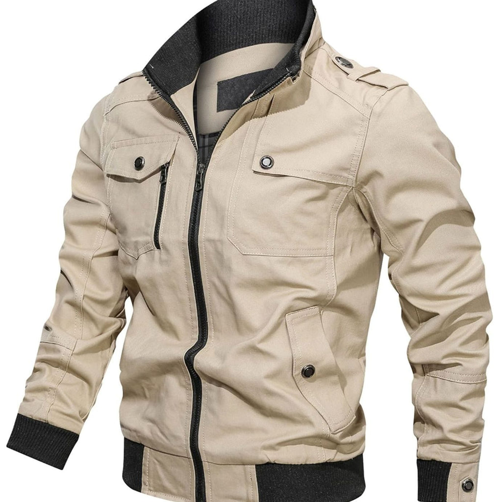 Men's Army-Inspired Ribbed Trim Bomber