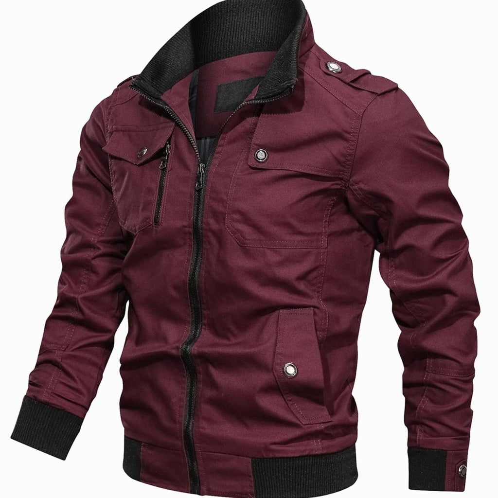 Men's Army-Inspired Ribbed Trim Bomber