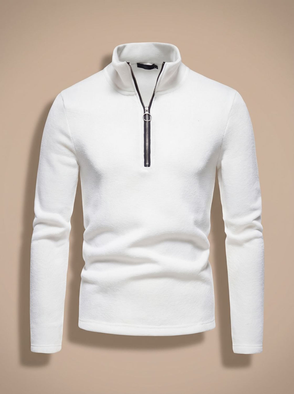 Men's Marled Quarter Zip Stand Neck Knit Sweater Top