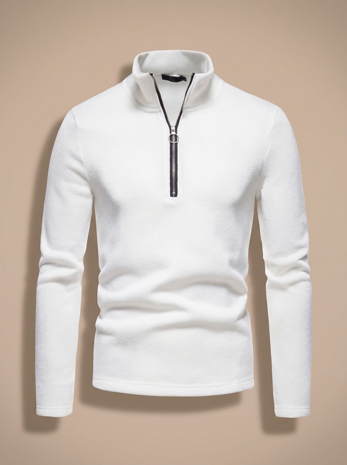 Men's Marled Quarter Zip Stand Neck Knit Sweater Top