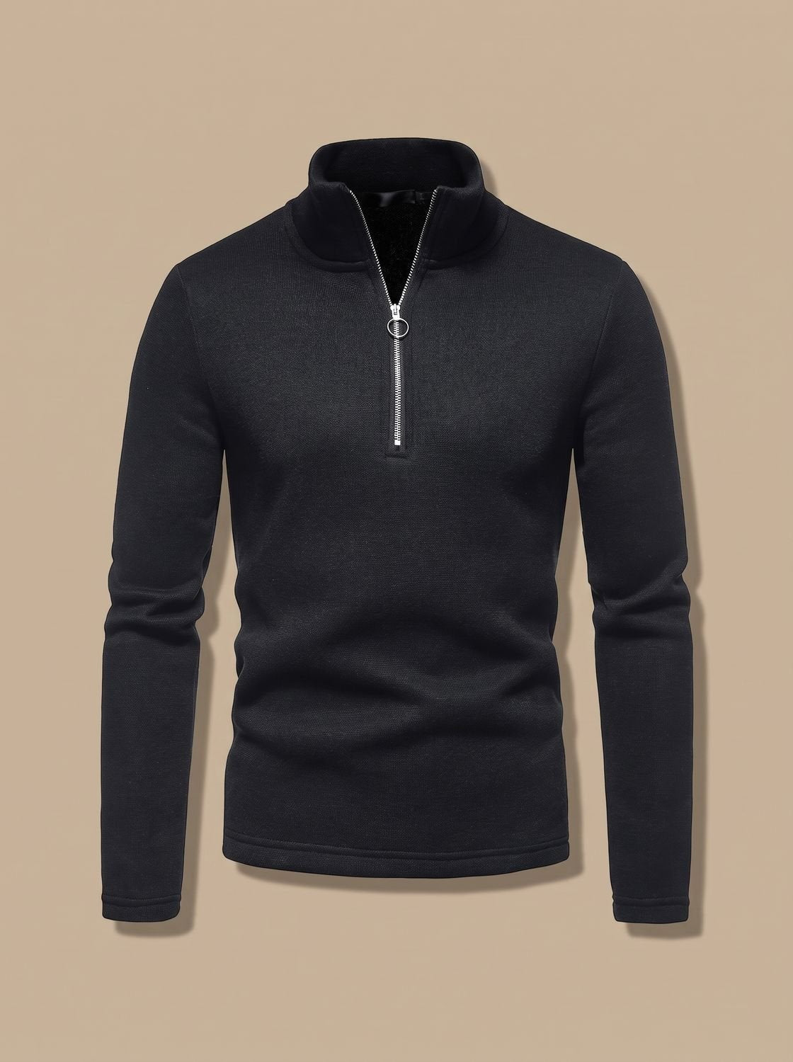 Men's Marled Quarter Zip Stand Neck Knit Sweater Top