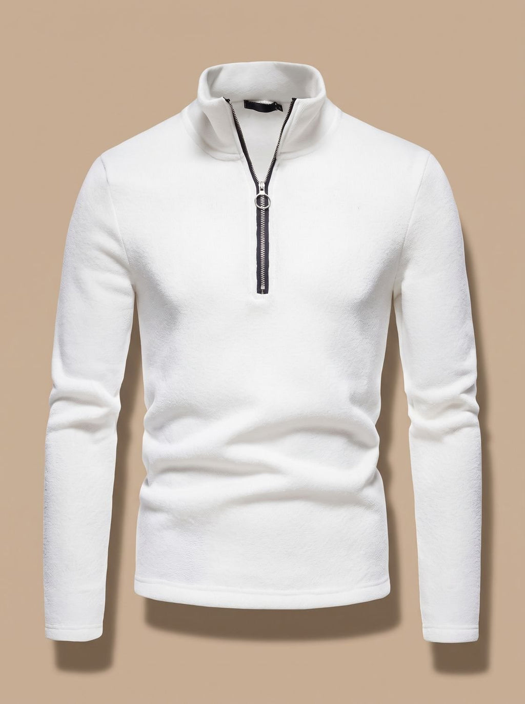 Men's Marled Quarter Zip Stand Neck Knit Sweater Top