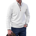 Men's Smart Casual Ribbed Stand Collar Zip Sweater