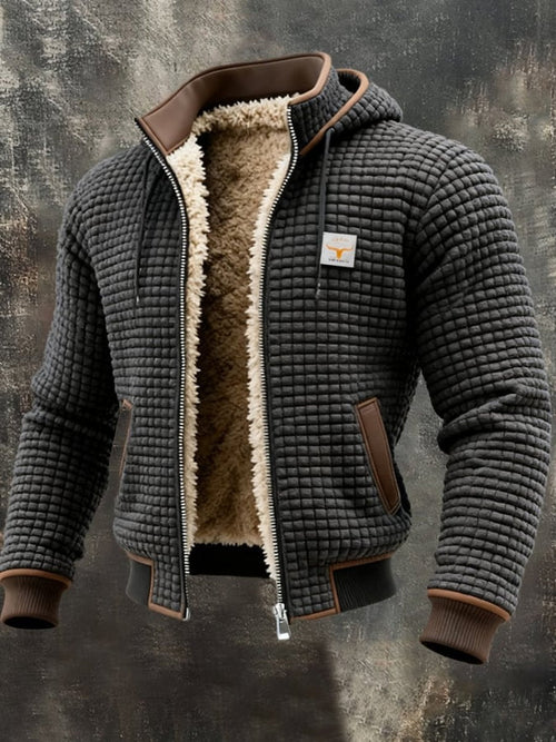 Men's Fleece Lined Hooded Quilted Zip Jacket