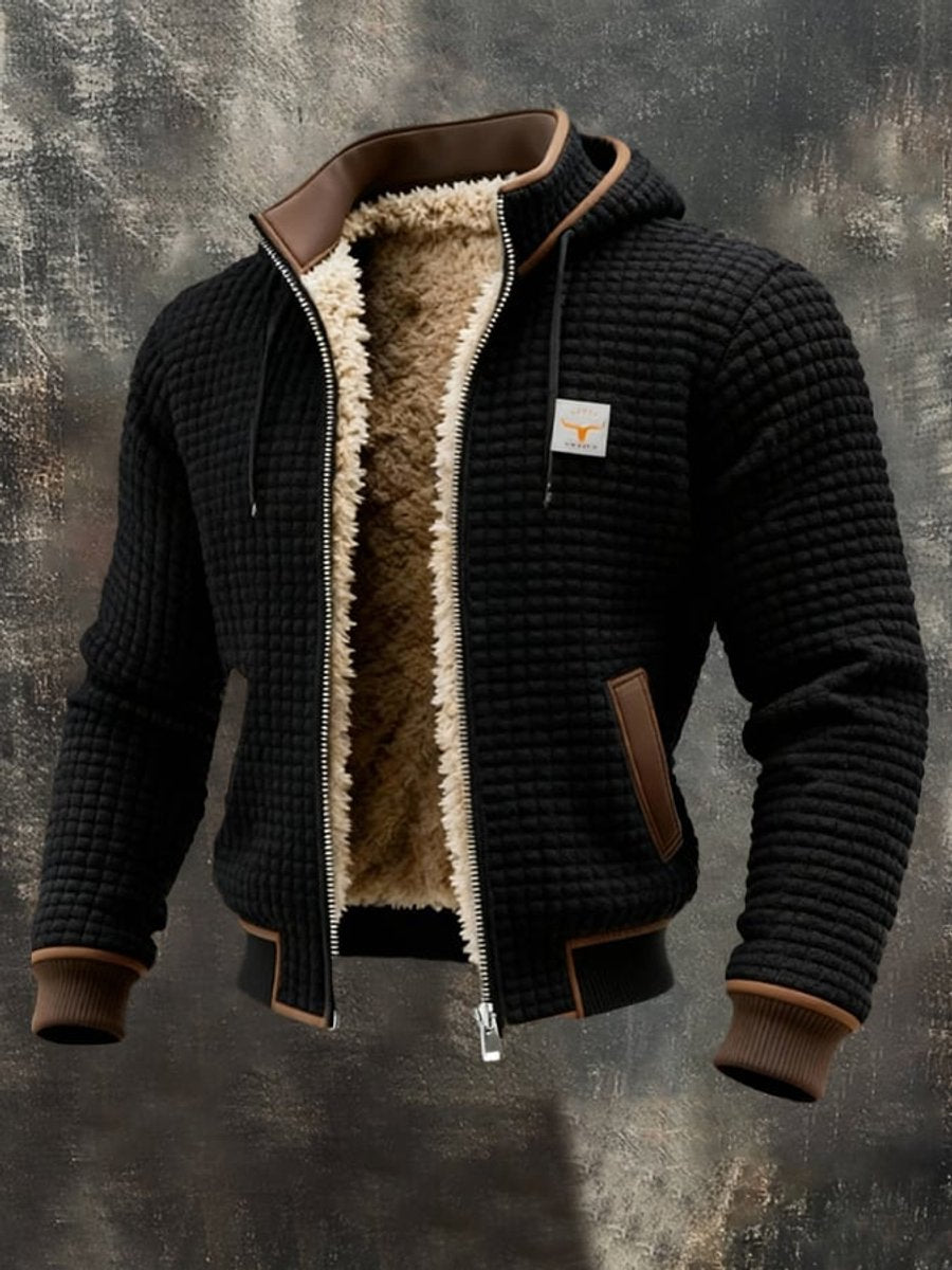 Men's Fleece Lined Hooded Quilted Zip Jacket