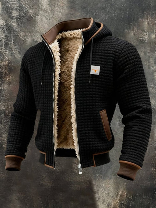 Men's Fleece Lined Hooded Quilted Zip Jacket