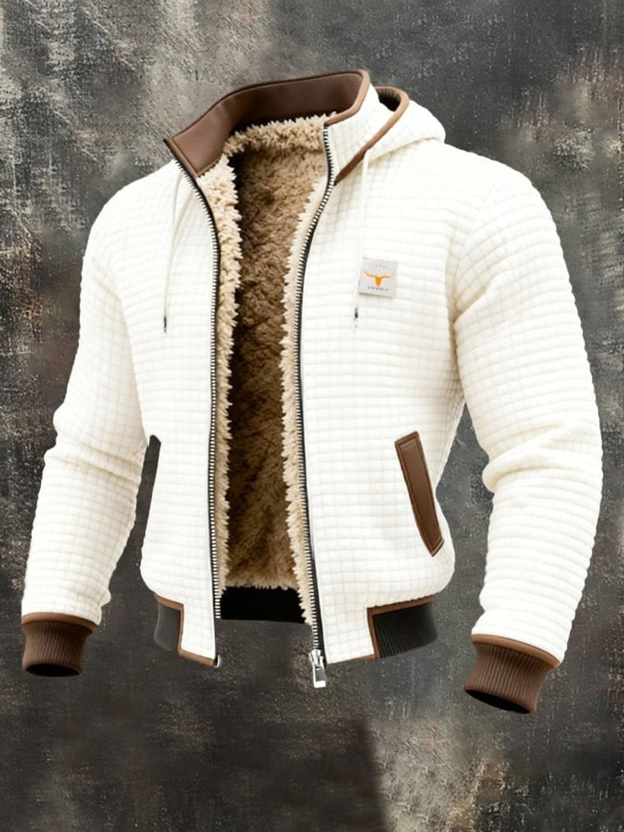 Men's Fleece Lined Hooded Quilted Zip Jacket