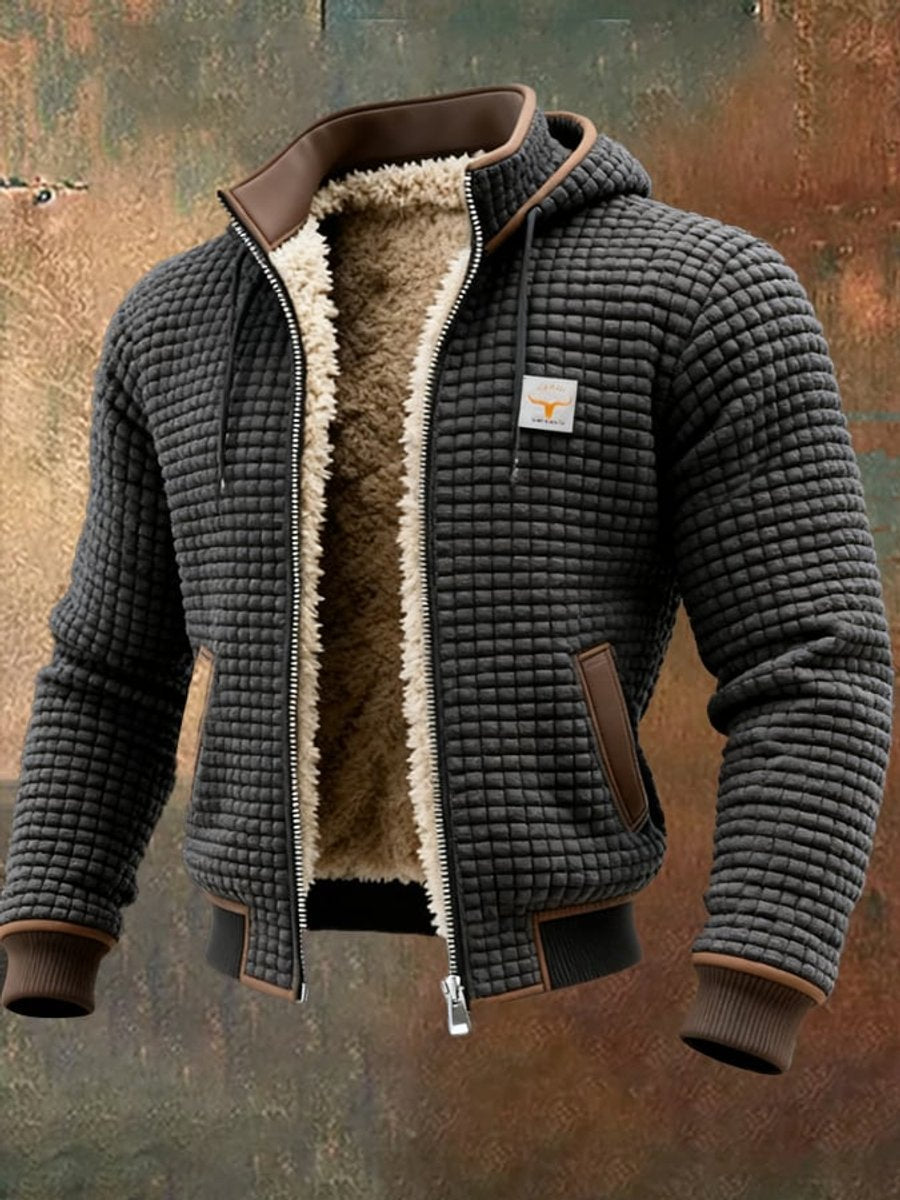Men's Fleece Lined Hooded Quilted Zip Jacket