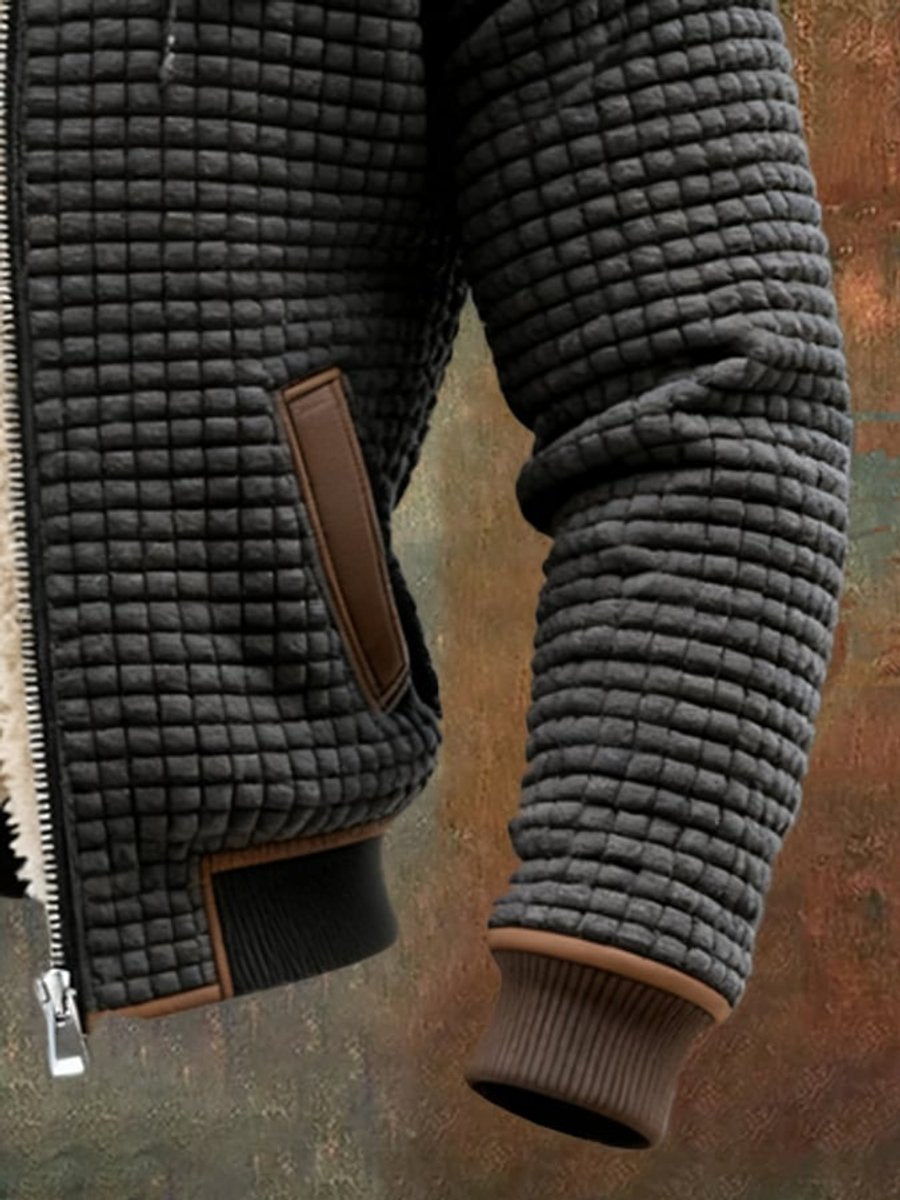 Men's Fleece Lined Hooded Quilted Zip Jacket
