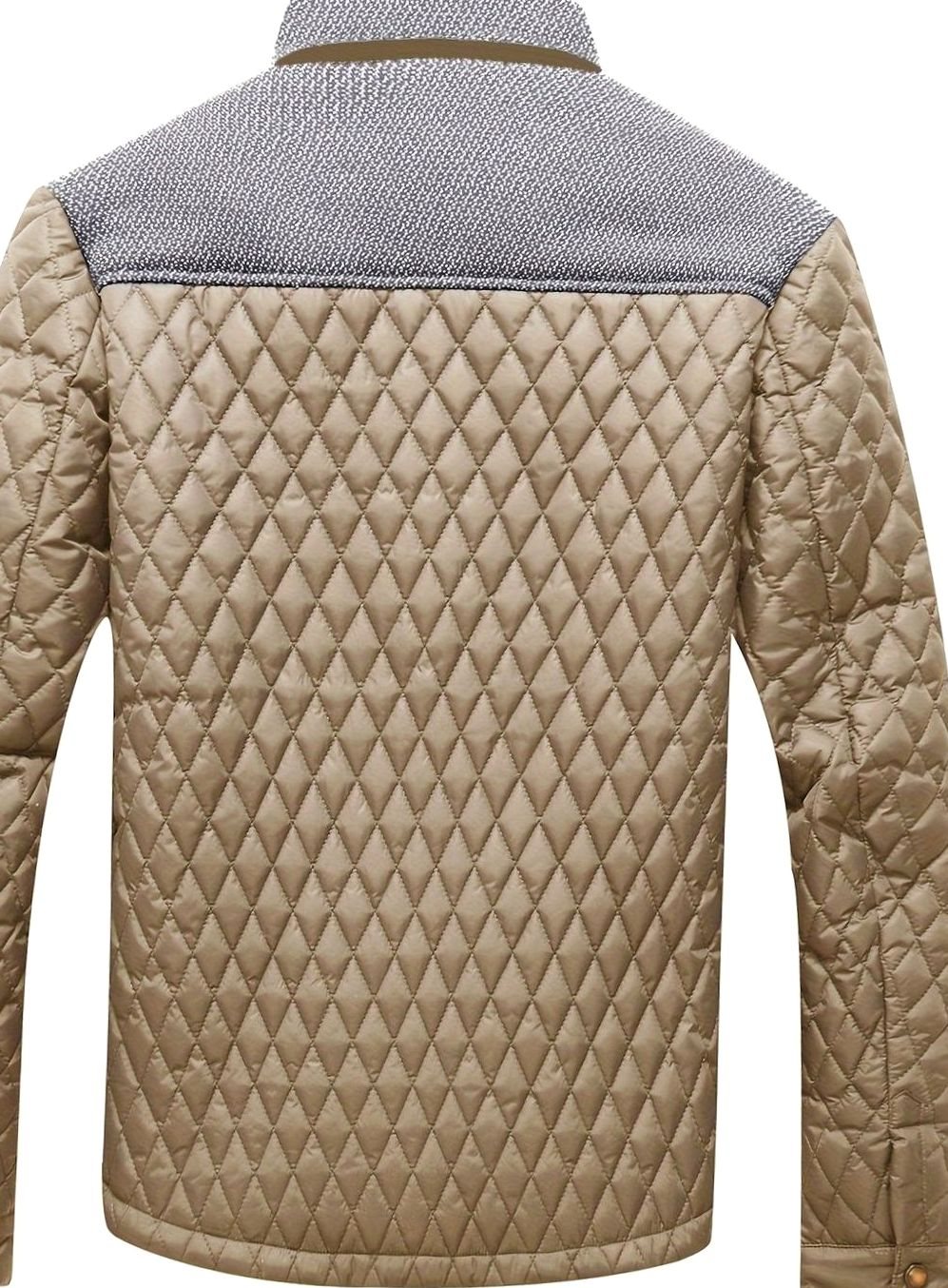 Men's Diamond Quilt Jacket with Knit-Trimmed Shoulders