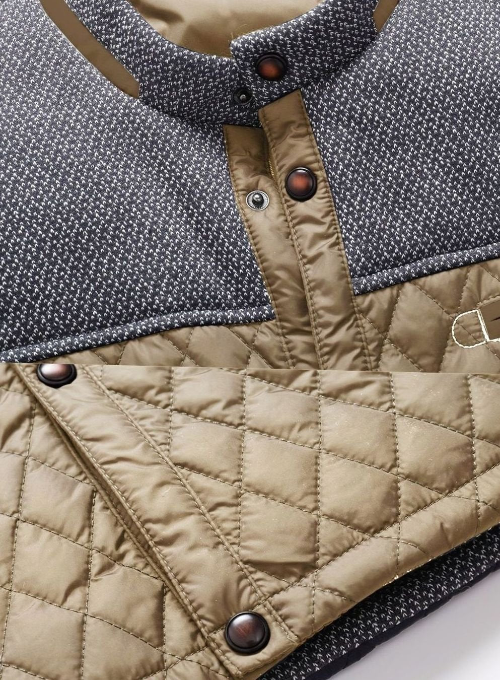 Men's Diamond Quilt Jacket with Knit-Trimmed Shoulders
