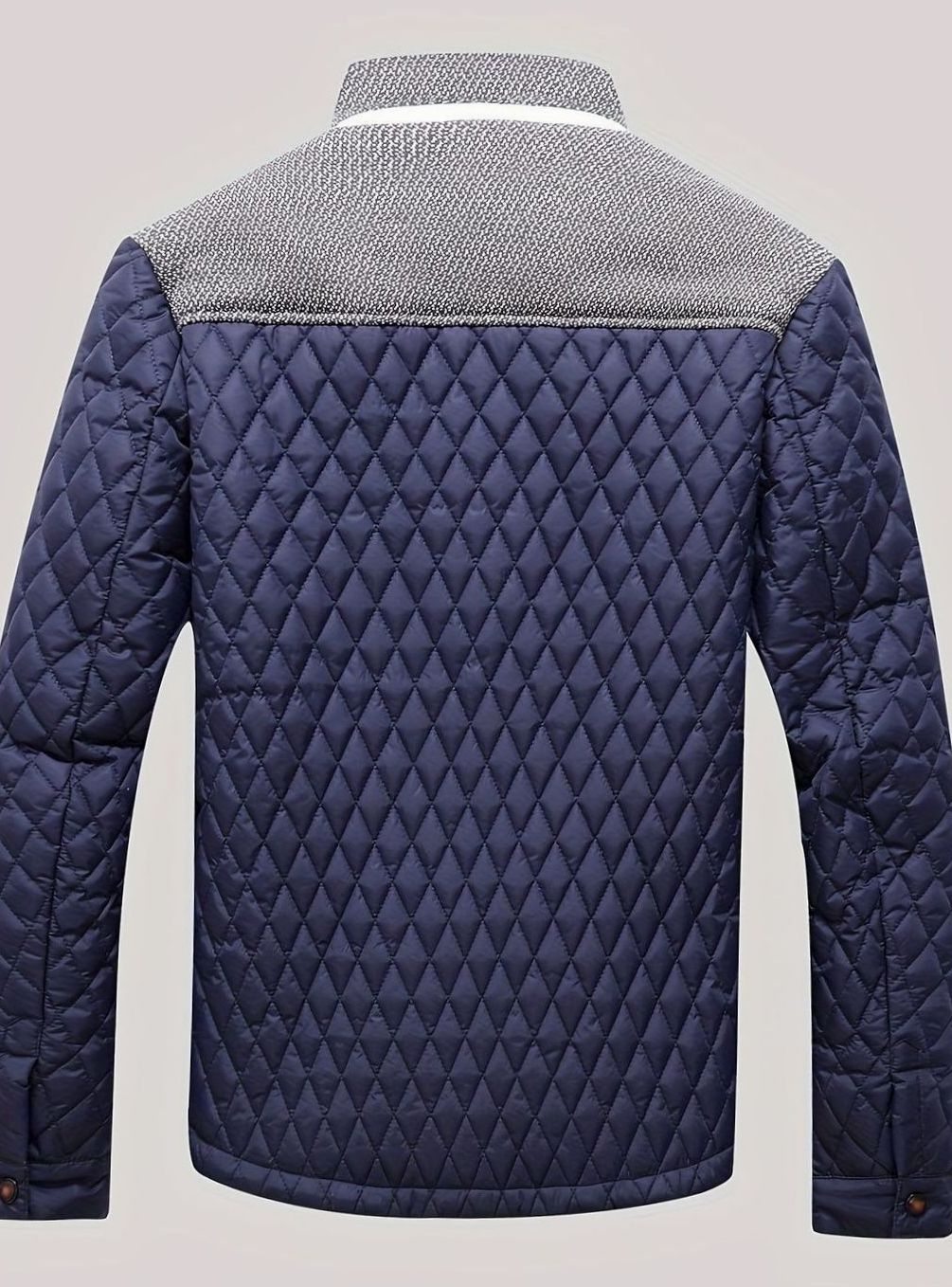 Men's Diamond Quilt Jacket with Knit-Trimmed Shoulders