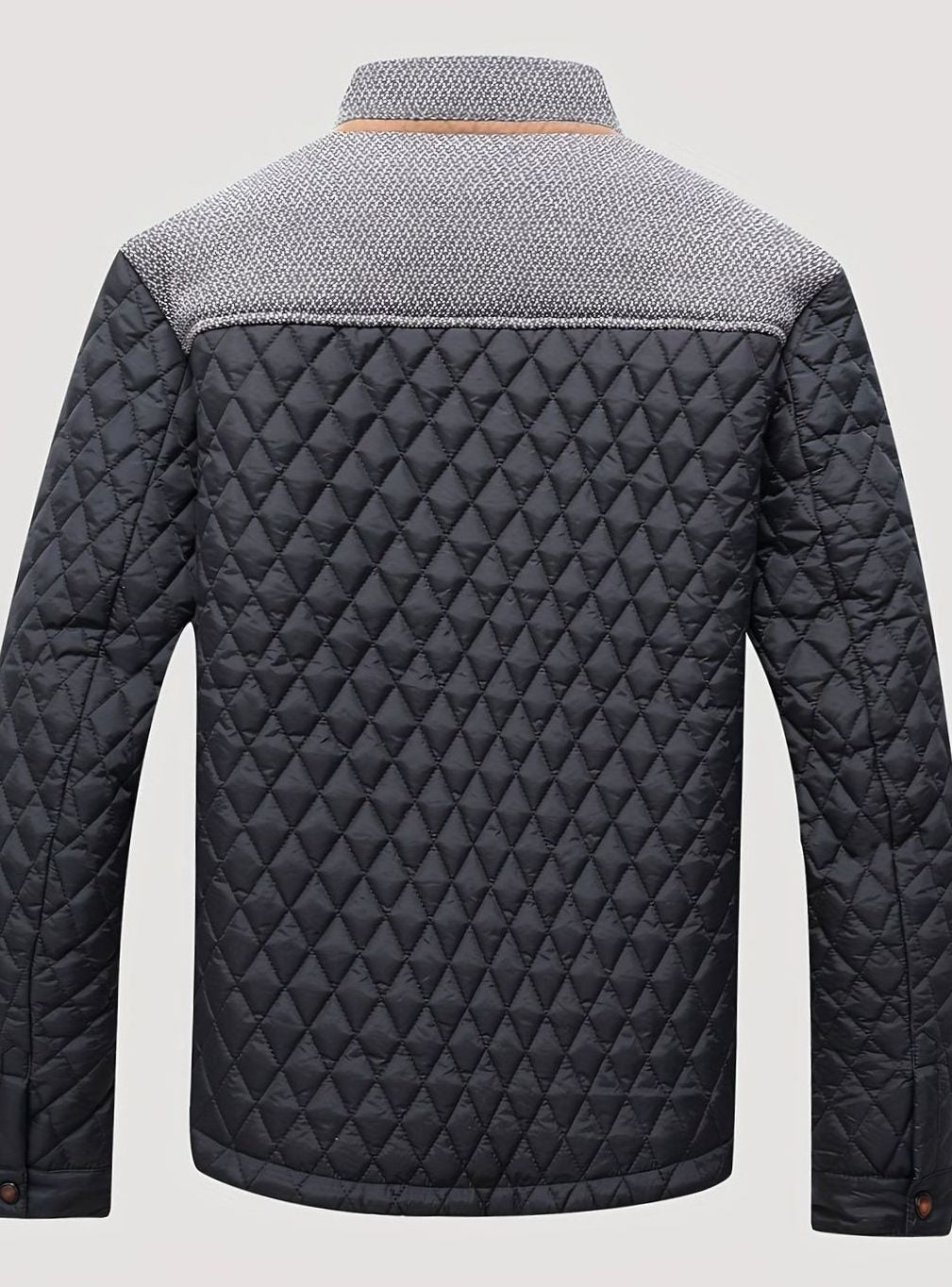 Men's Diamond Quilt Jacket with Knit-Trimmed Shoulders